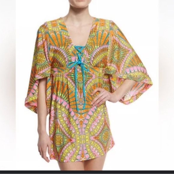 Trina Turk Orange Sherbert Swim Beach Cover Up Tunic Dress - Picture 8 of 8